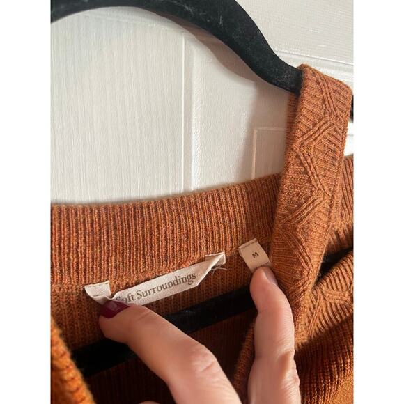 Soft Surroundings Sweater Rust Orange Wool Alpaca Blend Cross Front Size Medium - Picture 5 of 6